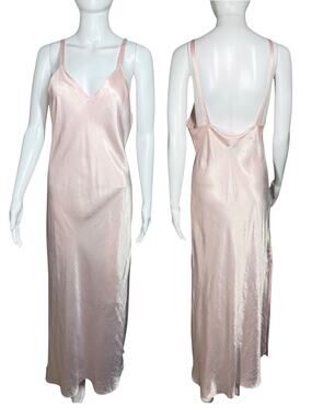 Vintage 80s J.o. Intimates Light Pink Satin Silky Nightgown Medium